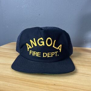 Vintage New Era Angola Fire Department Snapback Trucker Hat Cap New Orleans USA
